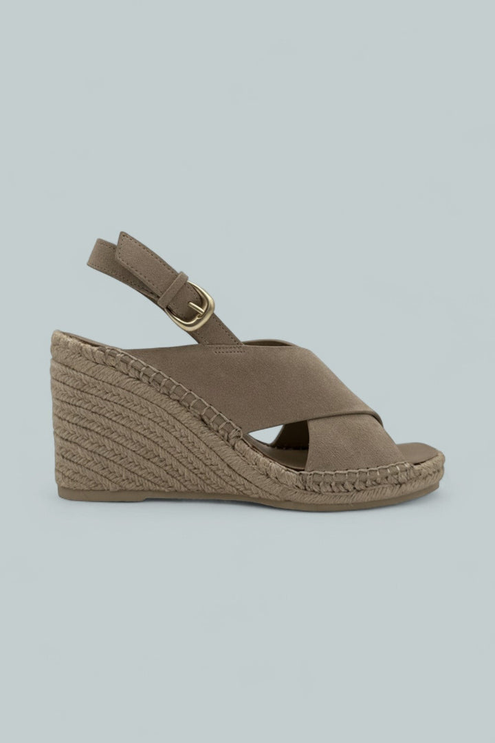 Georgia Suede Espadrille Wedge Sandals - Taupe Clay