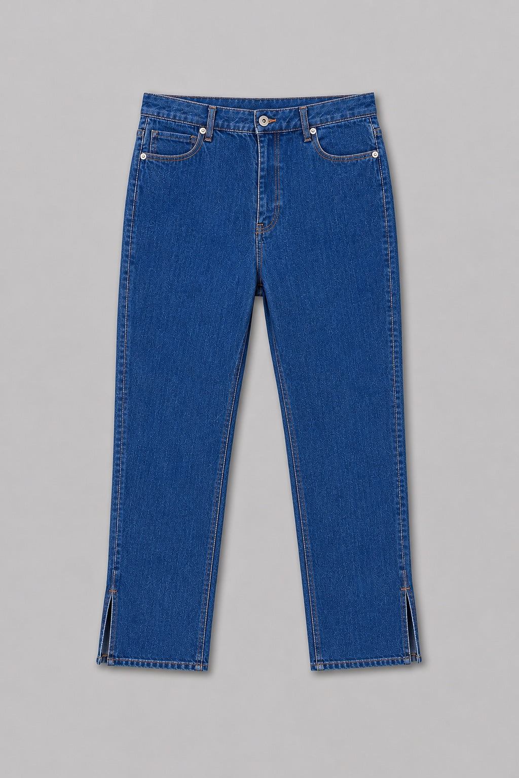 Denim Pants With Slit - Indigo