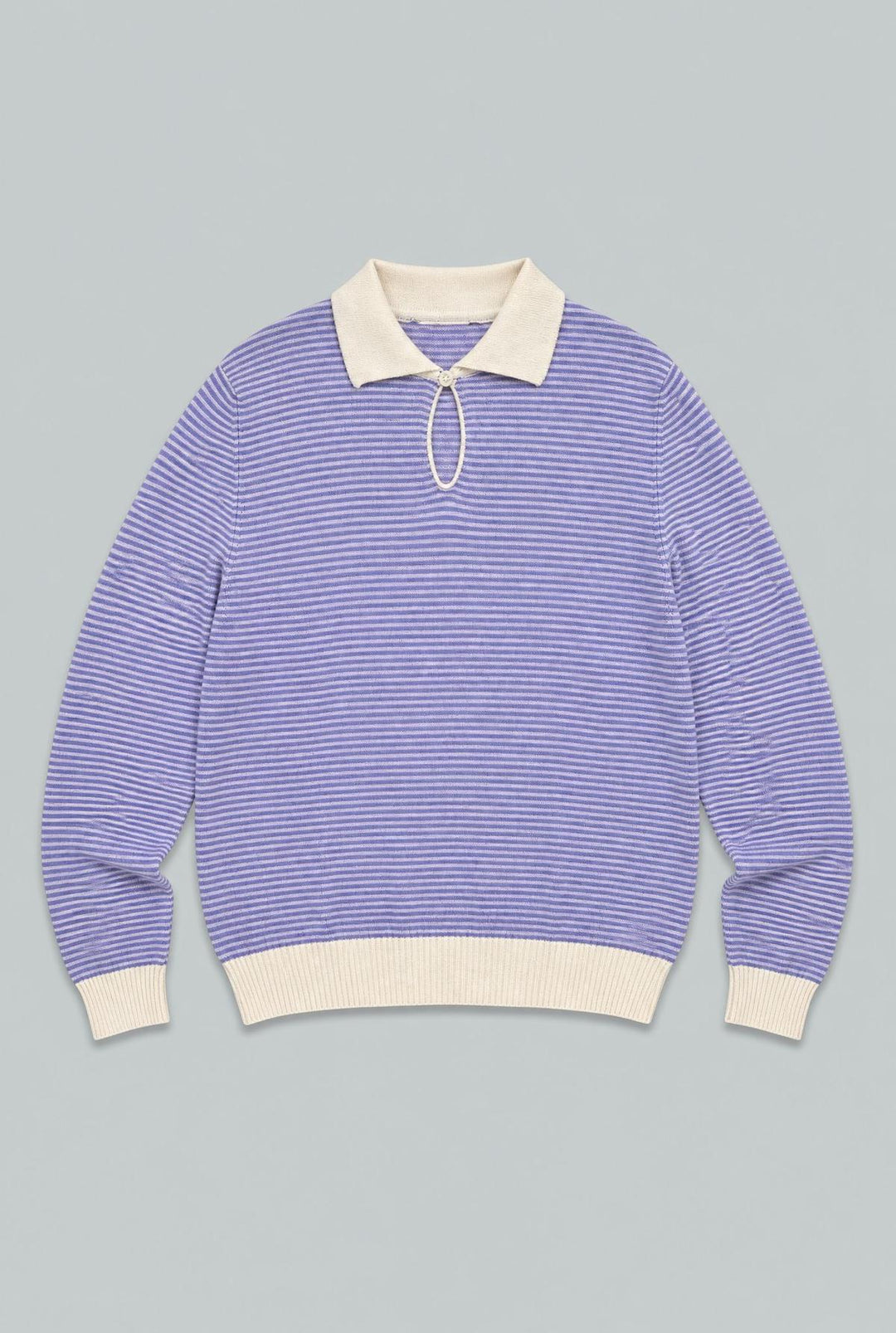 Long Sleeve Stripe Polo - Blue/Pink