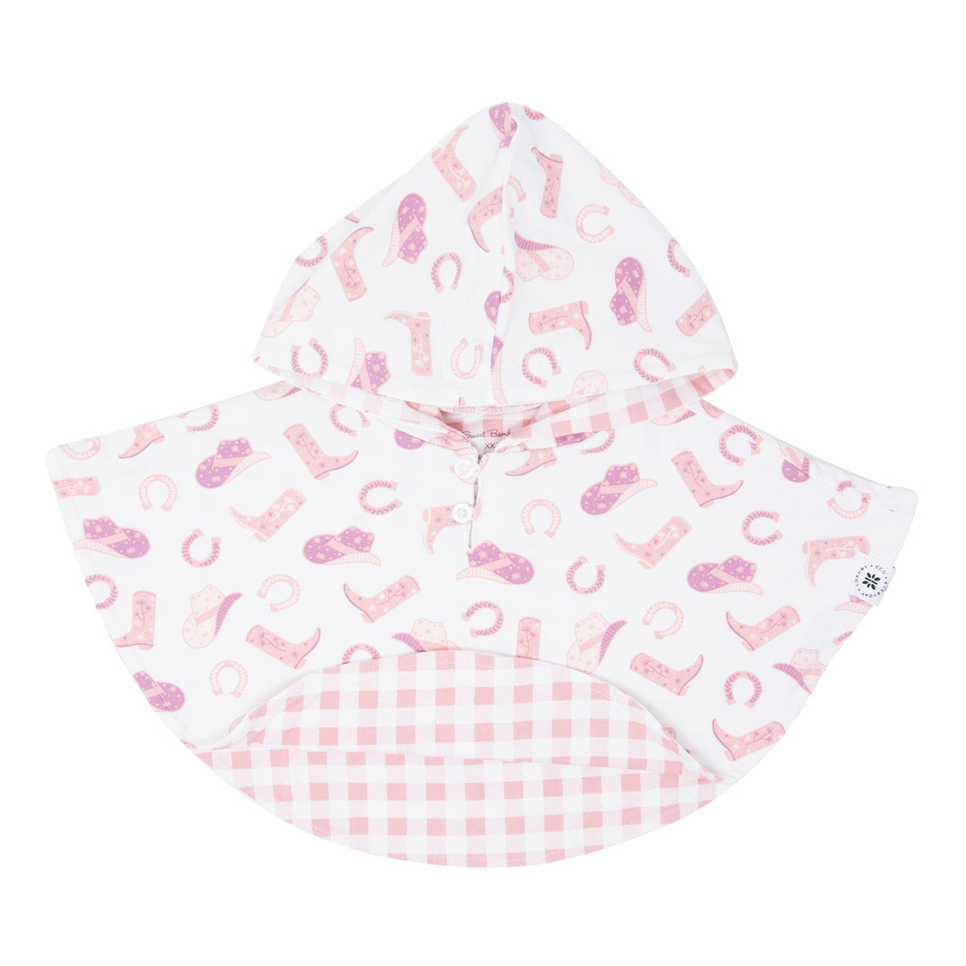 Hooded Poncho - Cowgirl Boots/Pink Gingham