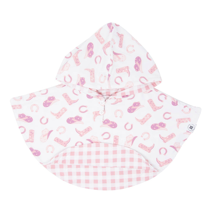 Hooded Poncho - Cowgirl Boots/Pink Gingham