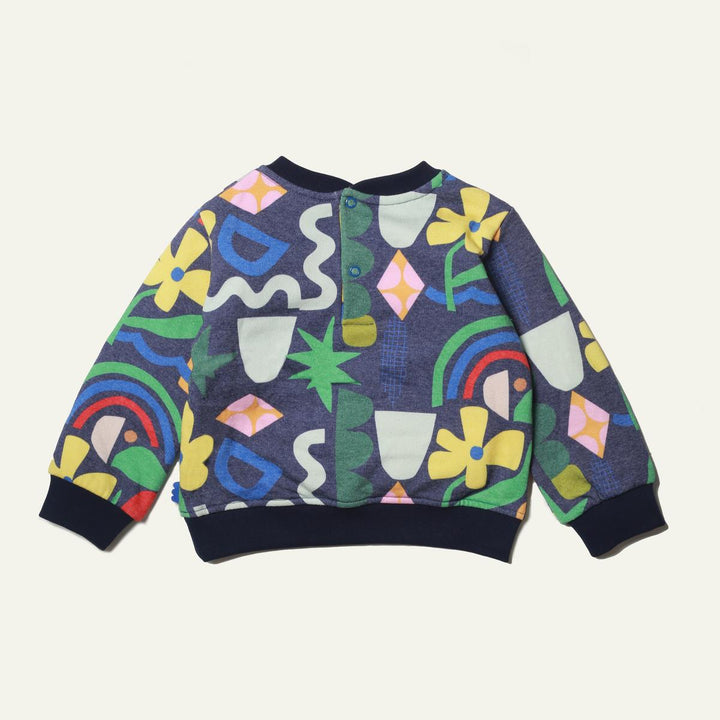 Recycled Cotton Pattern Baby Sweatshirt - Blue Ribbon Multi