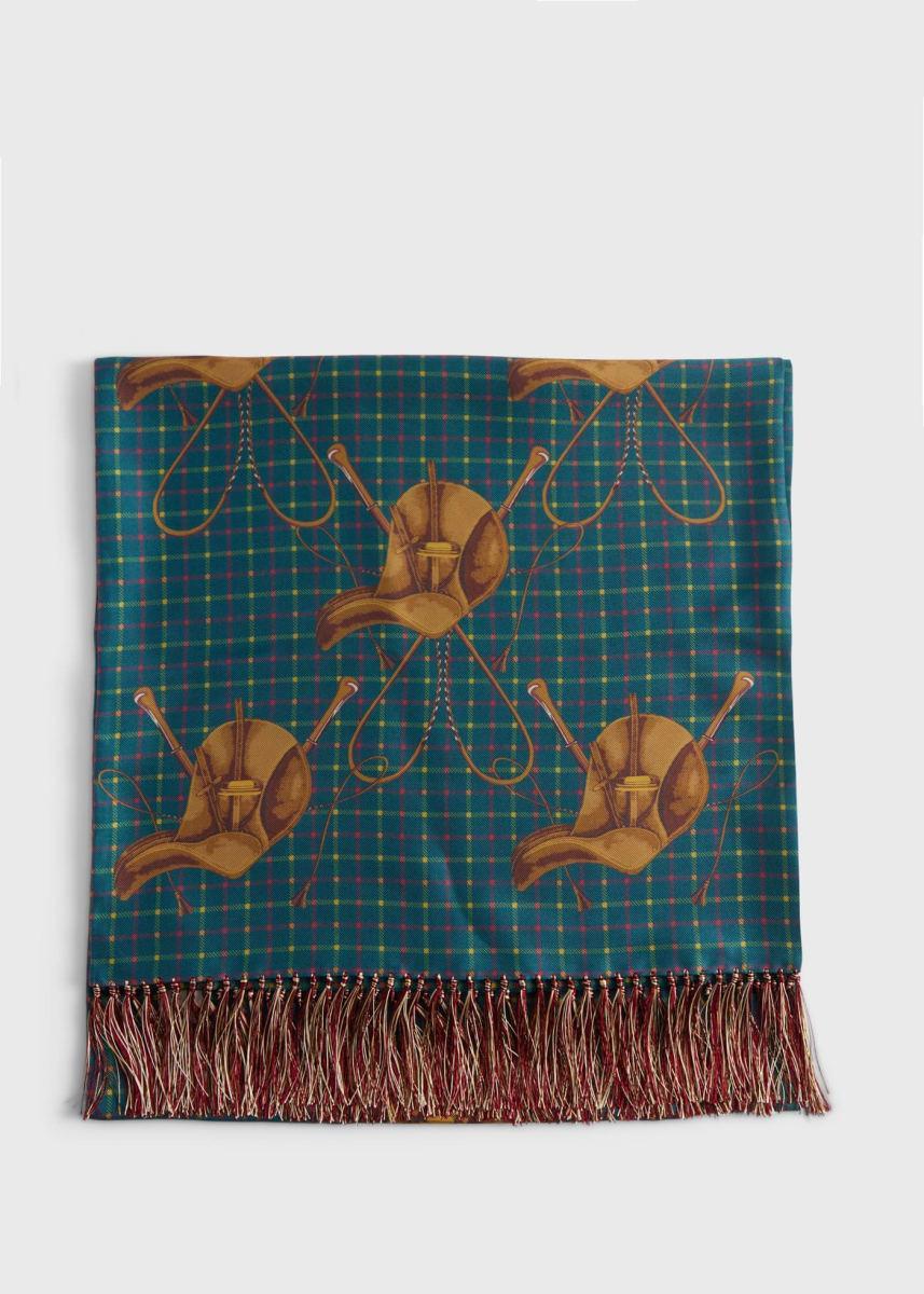 Saddle Print Silk Scarf - Green