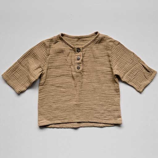 The Muslin Henley - Camel Henleys The Simple Folk 