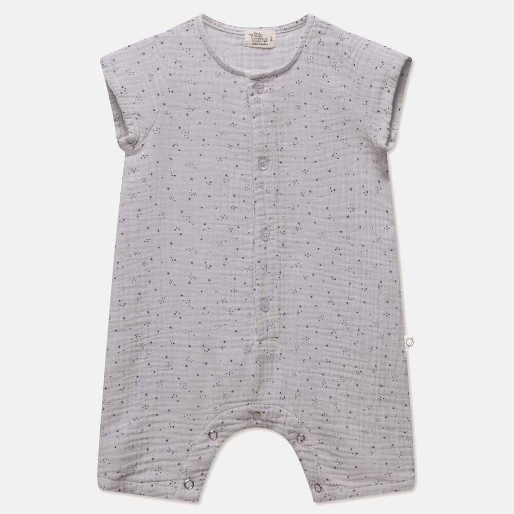 Gauze Star Print Baby Jumpsuit - Soft Grey One Pieces My Little Cozmo 