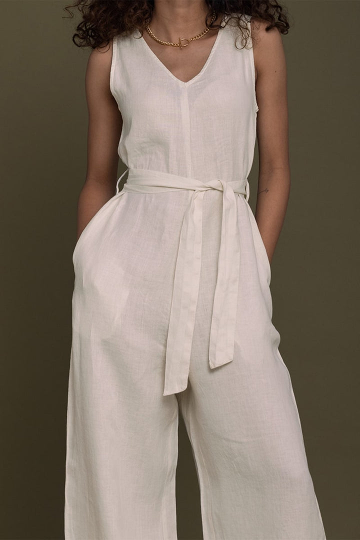 Breakfast In Bed Jumpsuit - Shell Off/White