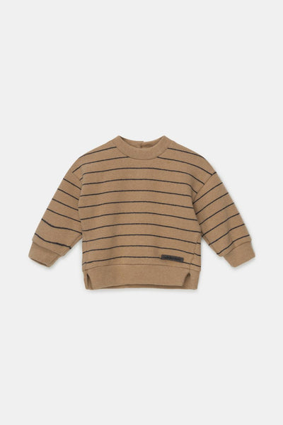 Organic stripes baby sweater - Camel