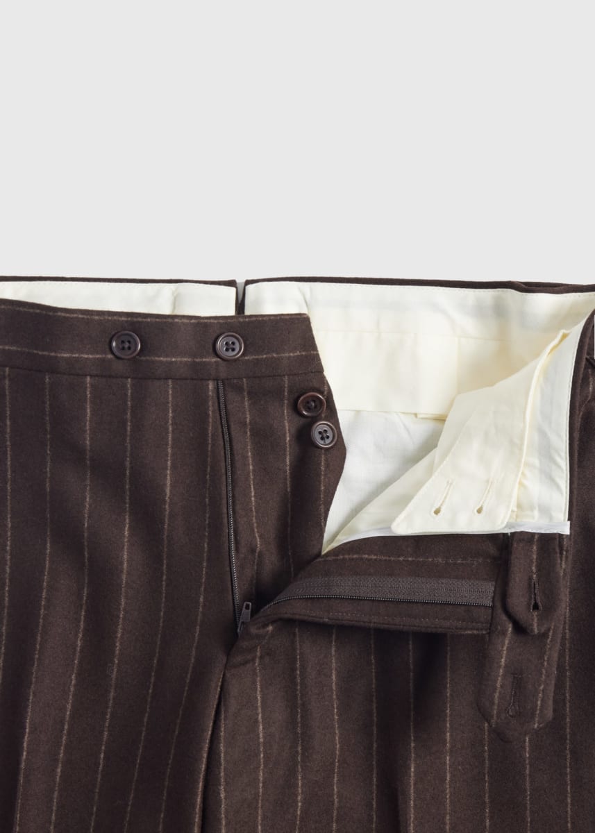 Chalk Stripe Flannel Suit - Brown
