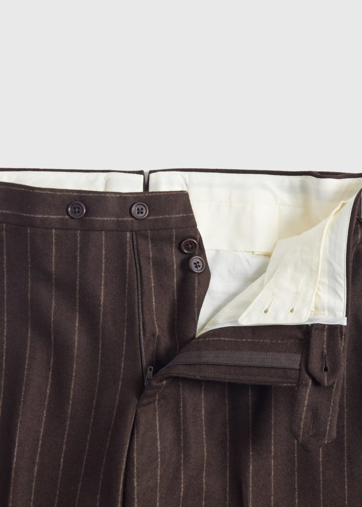 Chalk Stripe Flannel Suit - Brown