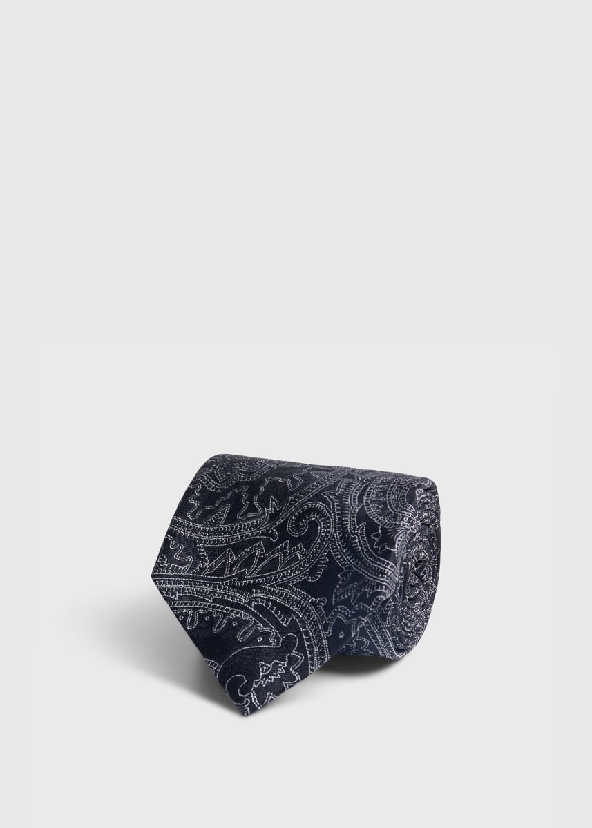 Woven Silk Allover Paisley Tie - Black