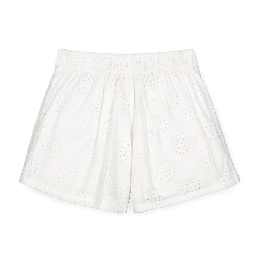 Pleated Pull-On Short - White Circle Eyelet