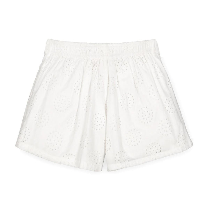 Pleated Pull-On Short - White Circle Eyelet
