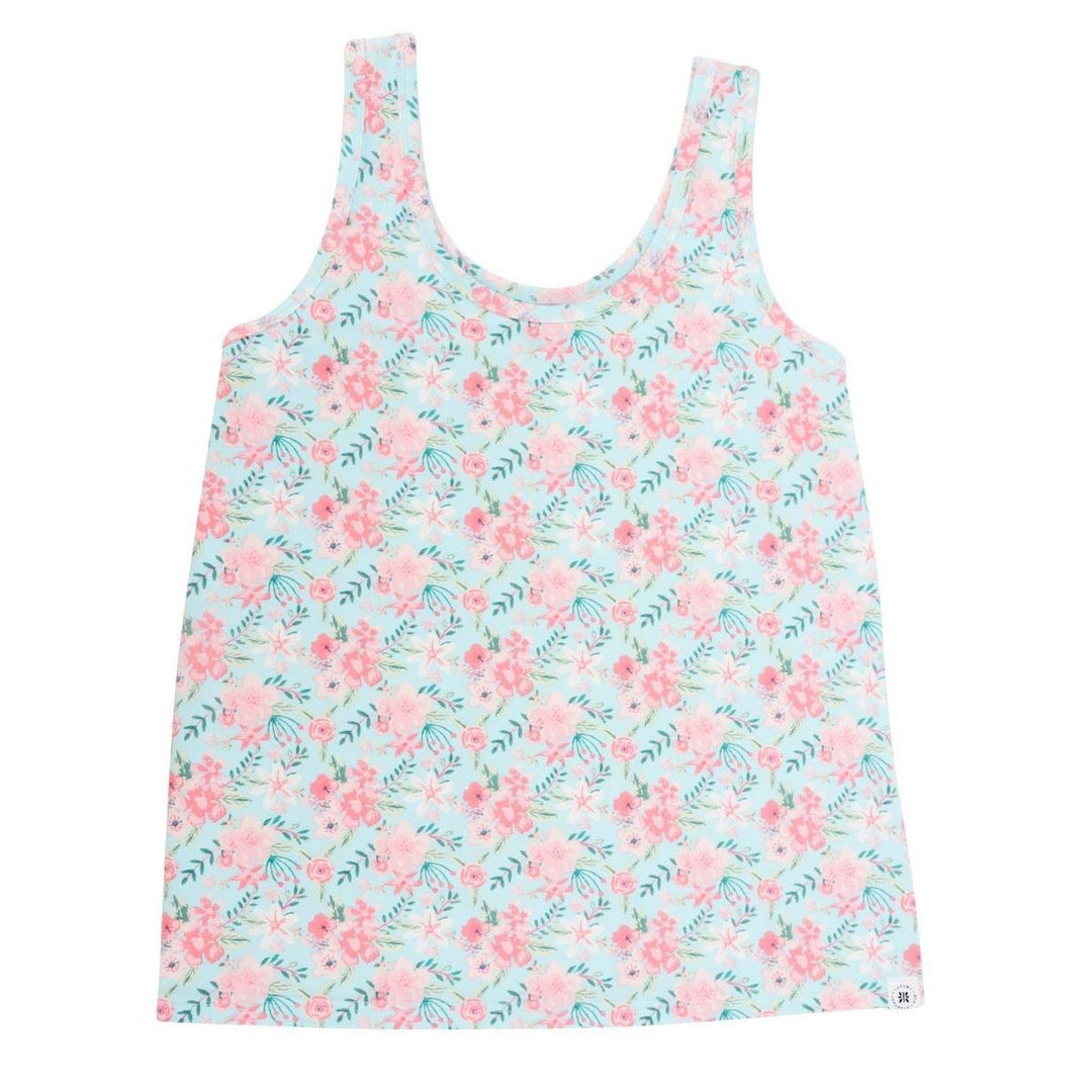 Ladies' Tank Top - Aqua Floral