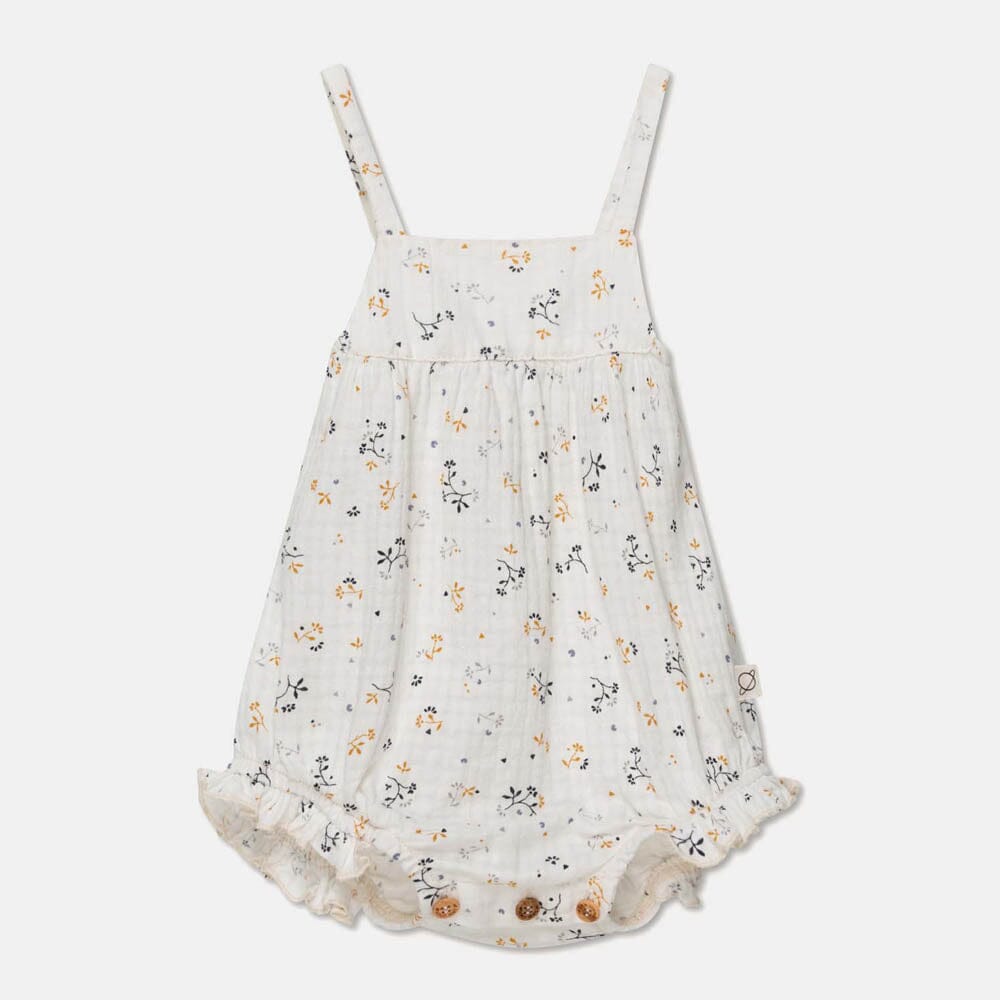 Muslin Floral Baby Romper - Ivory One Pieces My Little Cozmo 