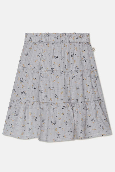 Muslin floral flared skirt - Soft grey