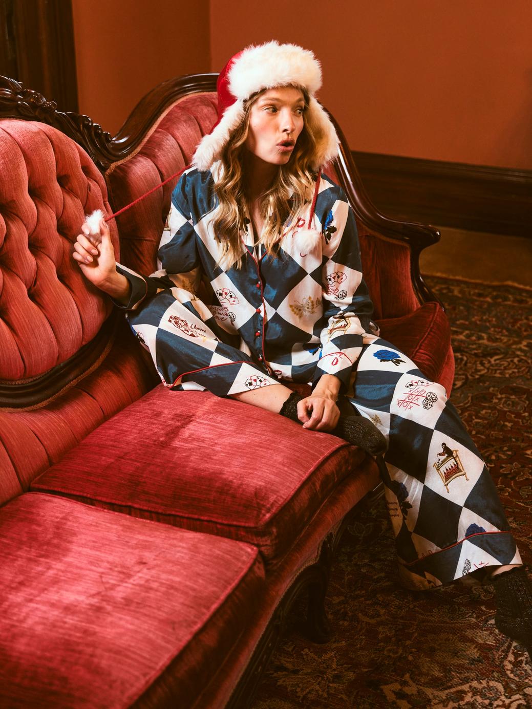 PJ Party Set - Navy Love & Party Check