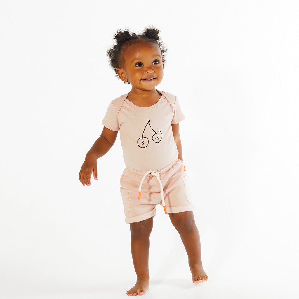 Cherry Baby Bodysuit - Chalk Pink