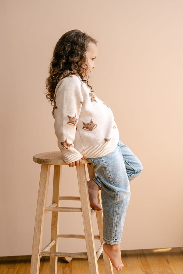 Organic Fox Knit Sweater - Pale Pink