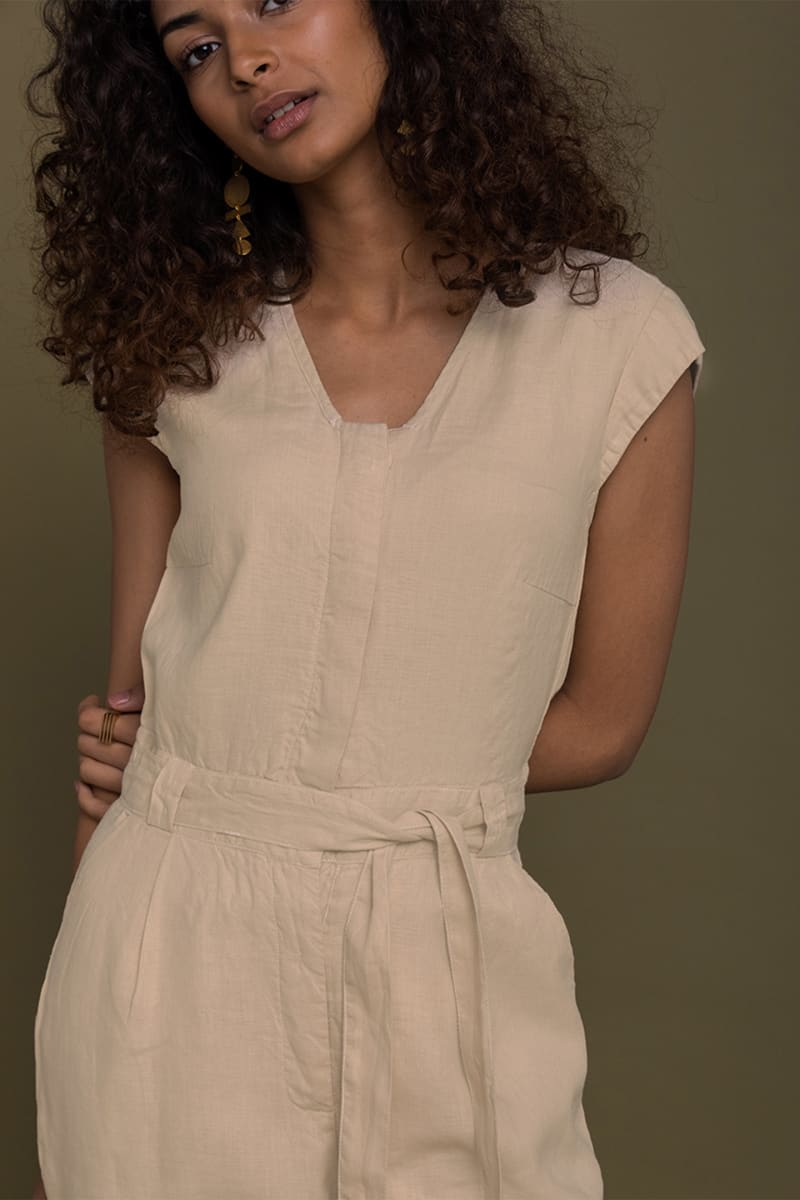 Evening Chai Jumpsuit - Neutral Beige