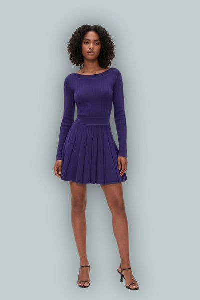 GapStudio Boatneck Pleated Mini Dress - Twilight Navy