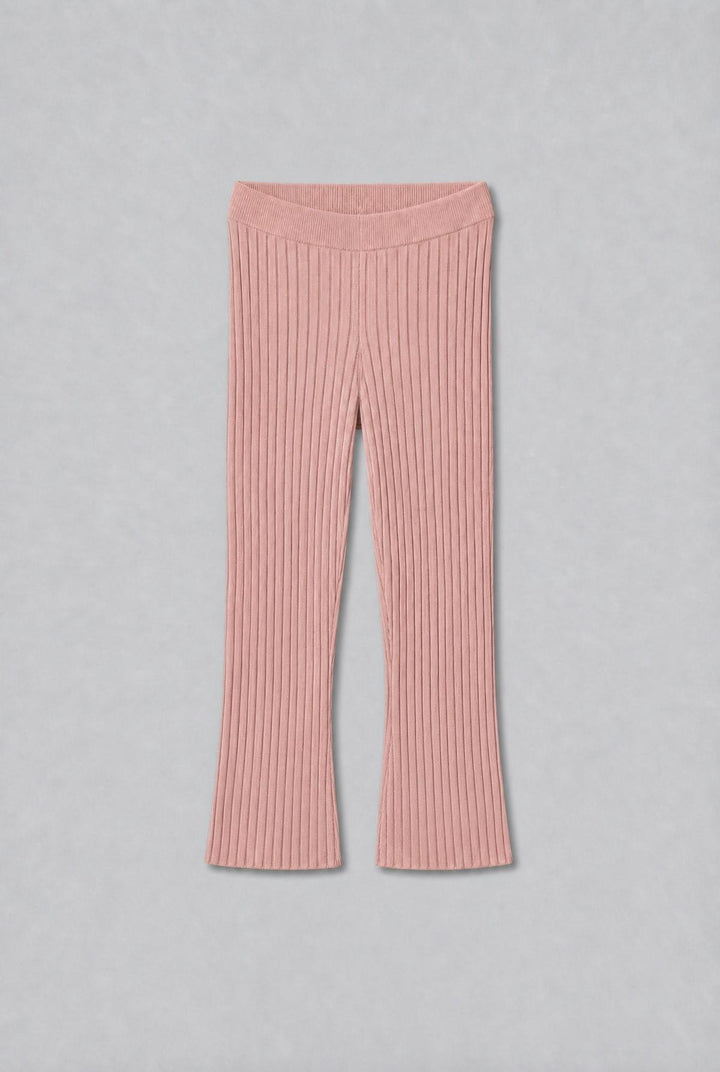 Cashmere Blend Ribbed Pants - Peach