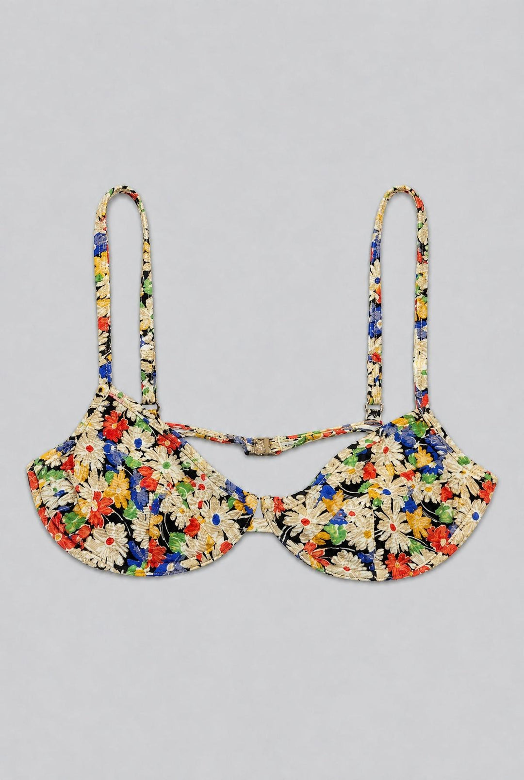 Floral Balconette Bikini Top - Black Combo