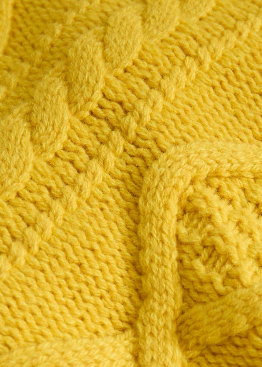 Aran & Cable Cardigan - Gold