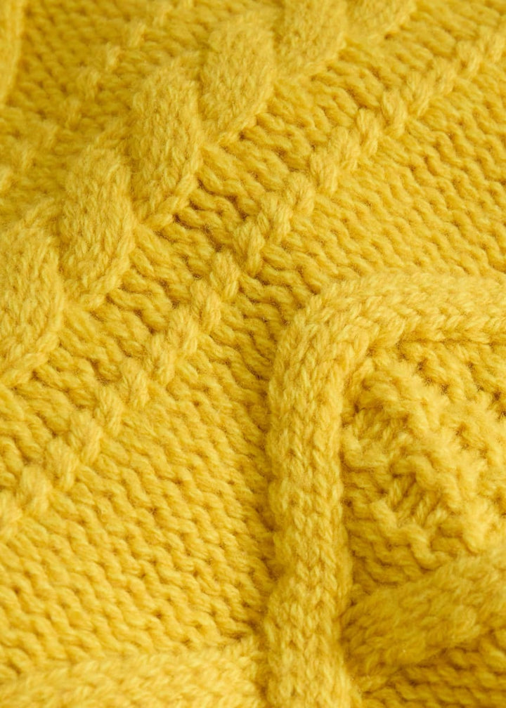 Aran & Cable Cardigan - Gold