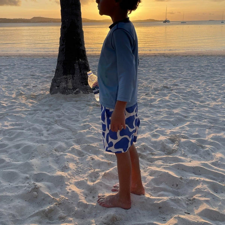 Seaqual Recycled Polyester Spotted Giraffe Baby Swim Trunks - Natural/baja Blue