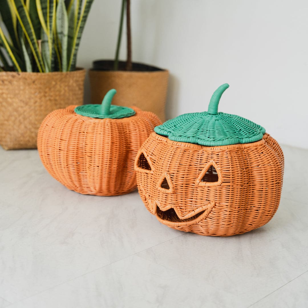 Pumpkin Face Rattan Basket