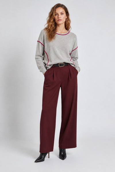 Dropped Hem Contrast Sweater - Cloudy Grey
