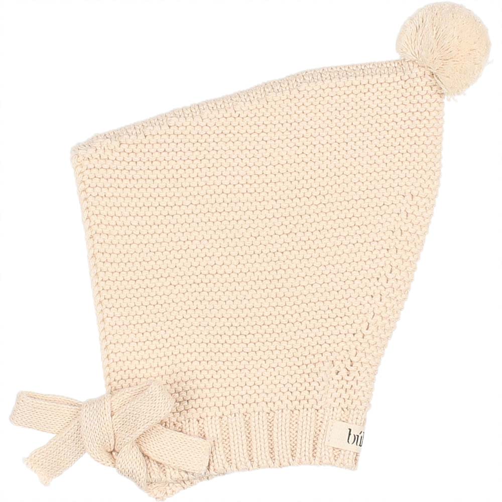 Newborn Knit Pom Pom Hat - Ecru