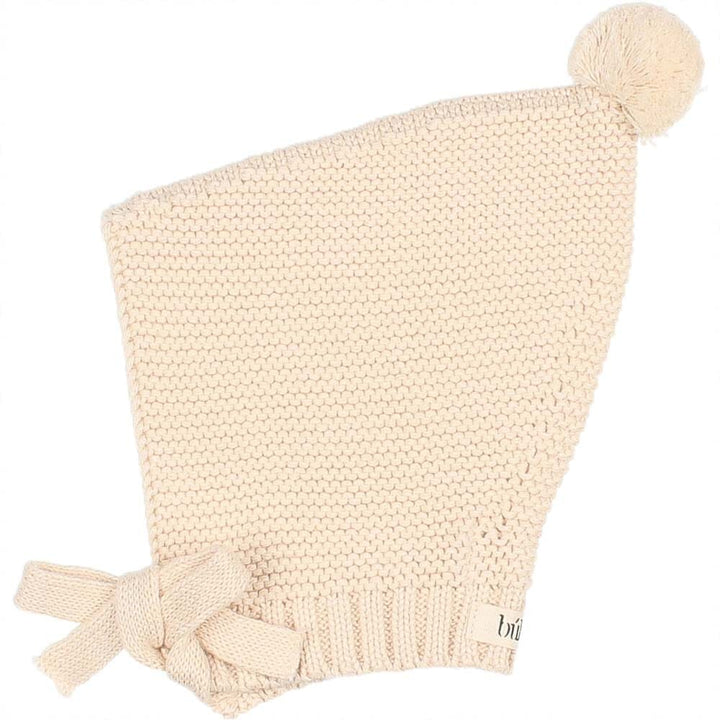 Newborn Knit Pom Pom Hat - Ecru Accessories Buho 