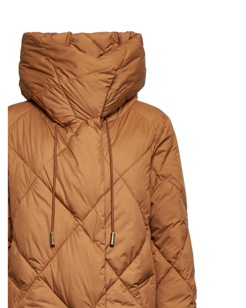 Long Quilted Down Coat - Biscuit