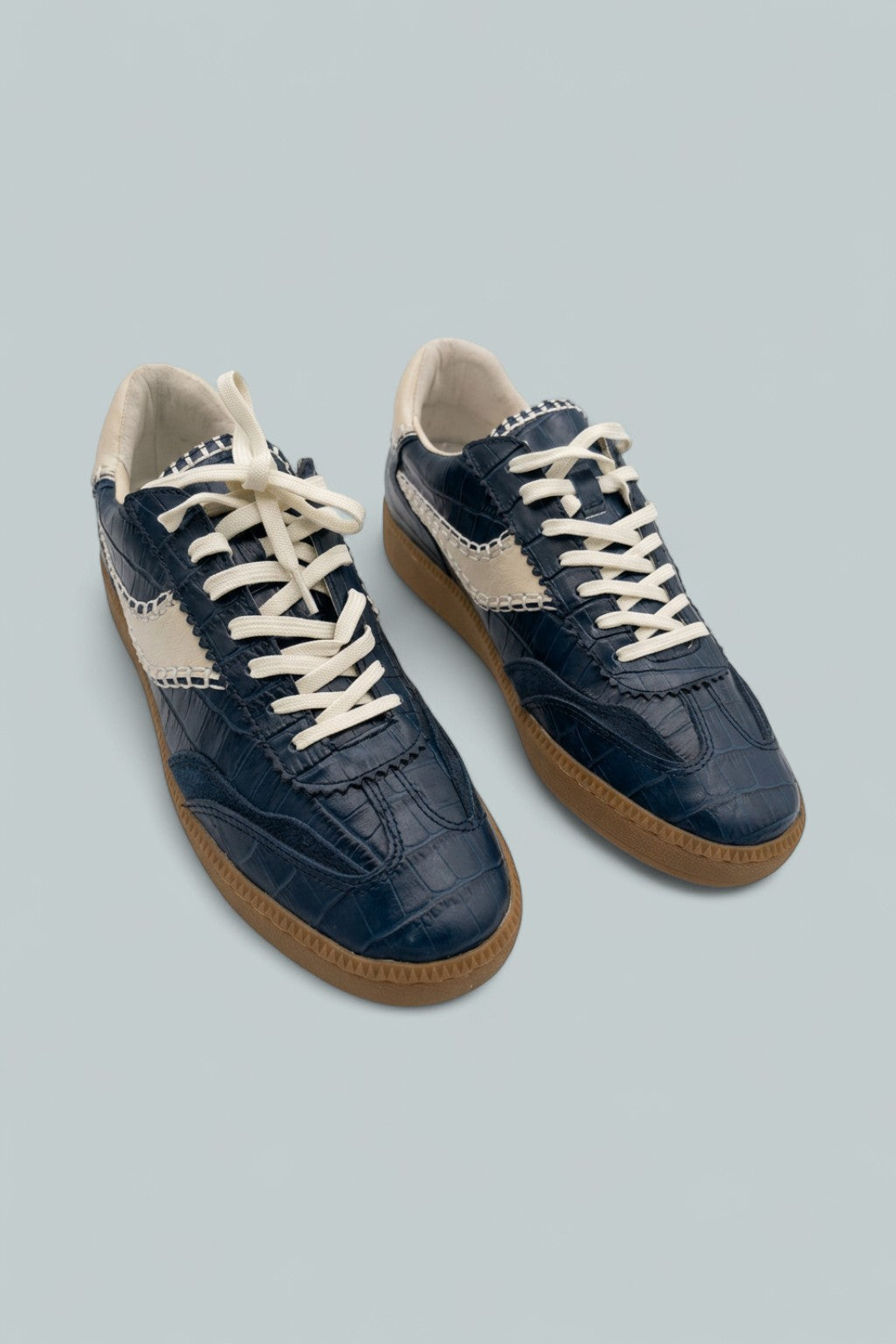 Notice Stitch Croco Embossed Sneakers - Ink Croco