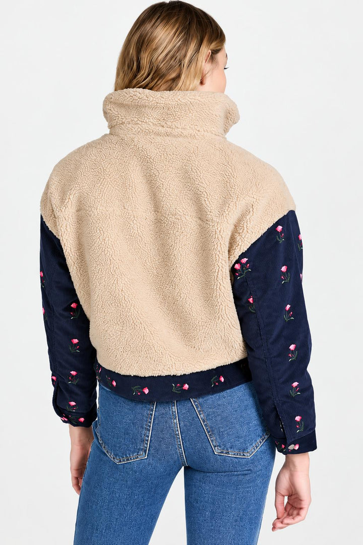 Teddy Corduroy Trucker Jacket - Cream/Navy