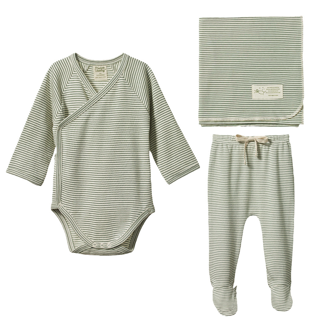 Nettle Green Stripe Baby Set