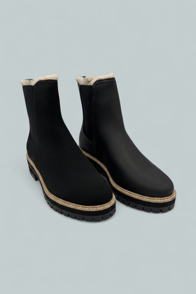 Bennet Boot - Water Resistant Black Leather / Faux Fur