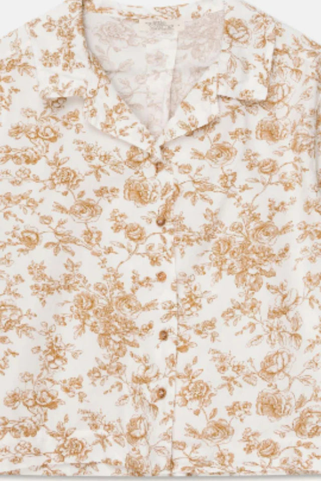 Floral Woman Crop Shirt - Ivory/Oil