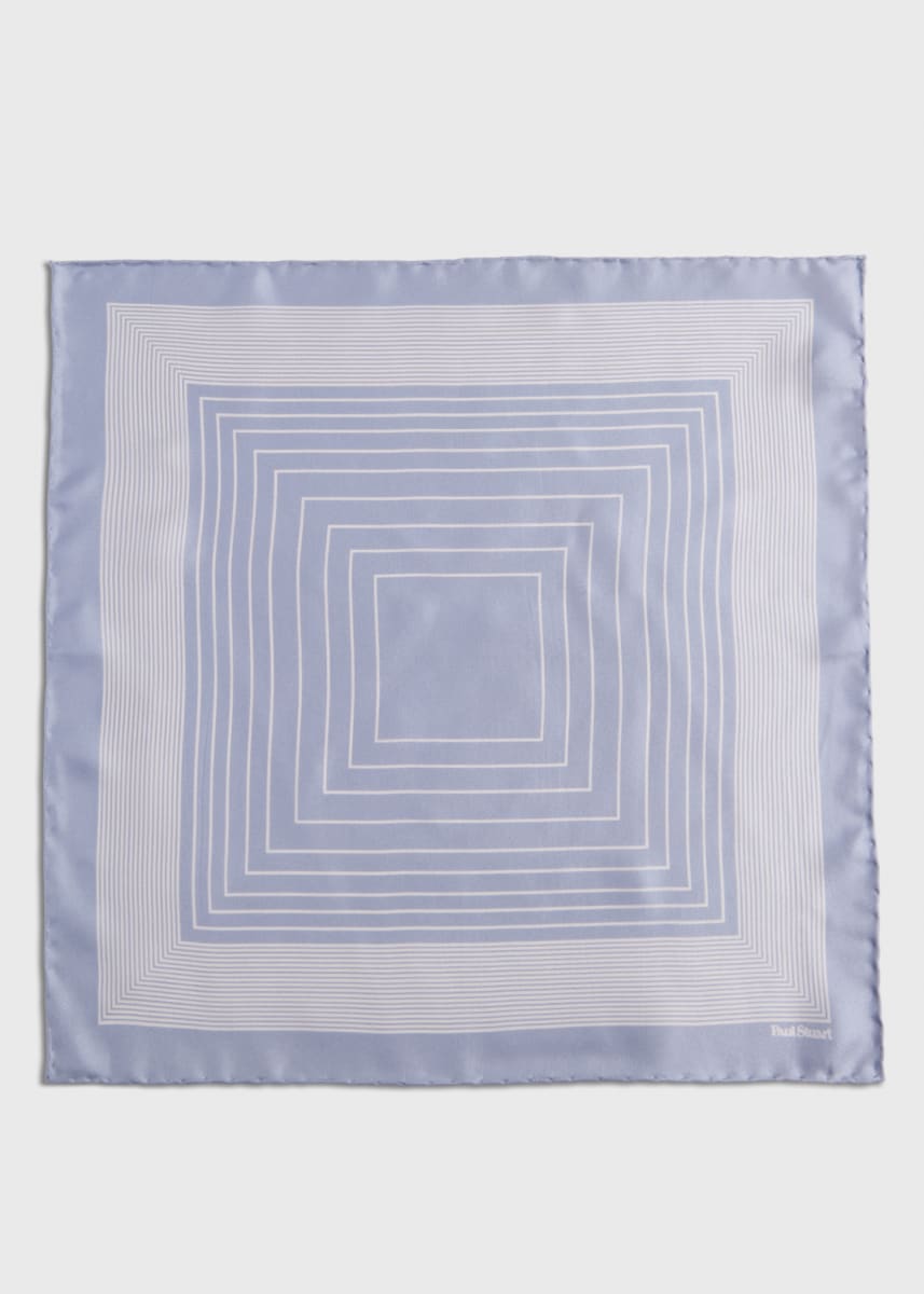 Square Pattern Silk Pocket Square - Silver