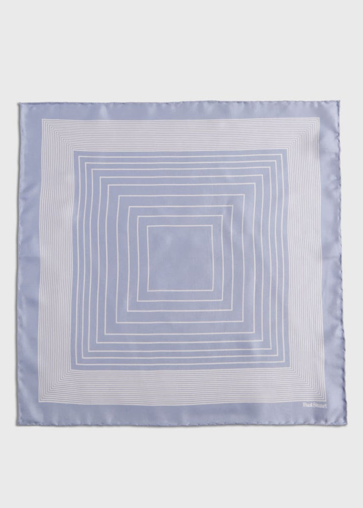 Square Pattern Silk Pocket Square - Silver