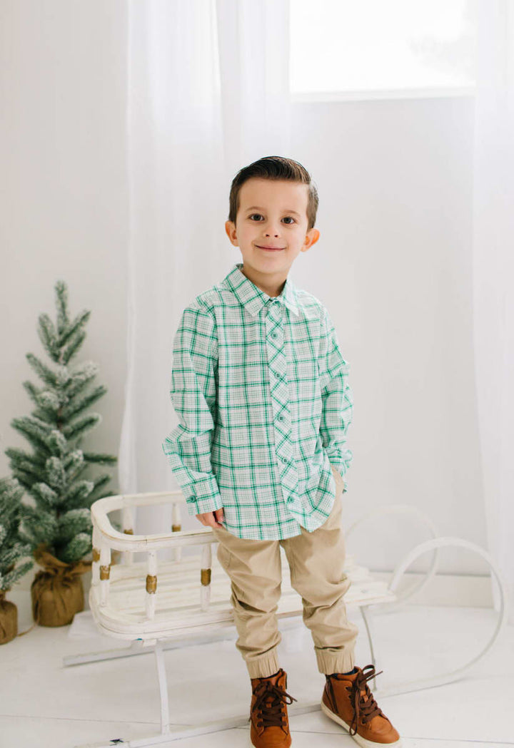 Boys Button Down - Winter Plaid