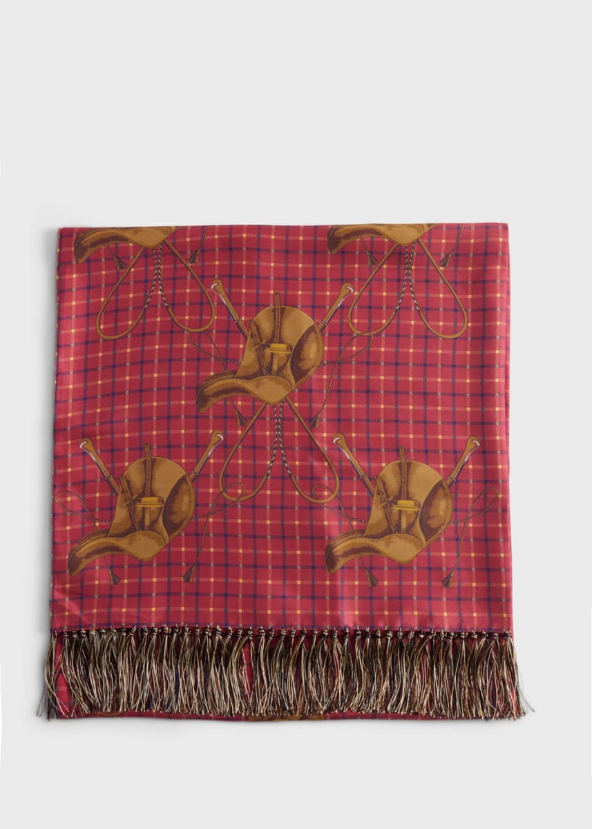 Saddle Print Silk Scarf - Berry