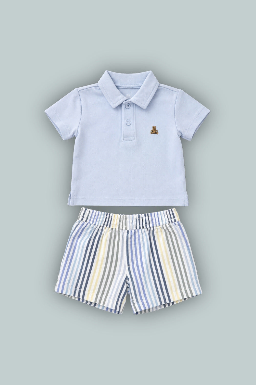 Baby Polo Outfit Set - Serene Blue