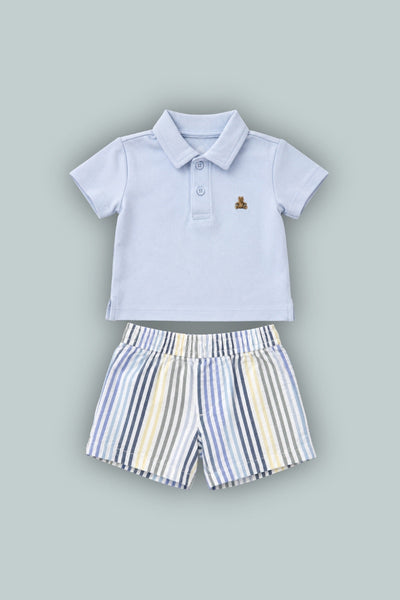 Baby Polo Outfit Set - Serene Blue