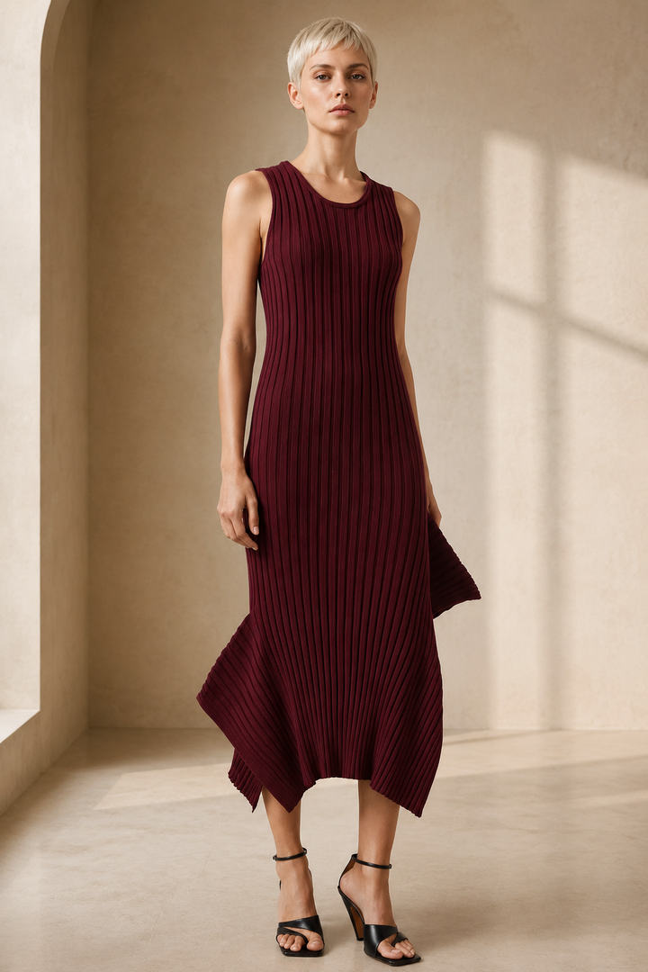 Crewneck Shirt Dress - Berry