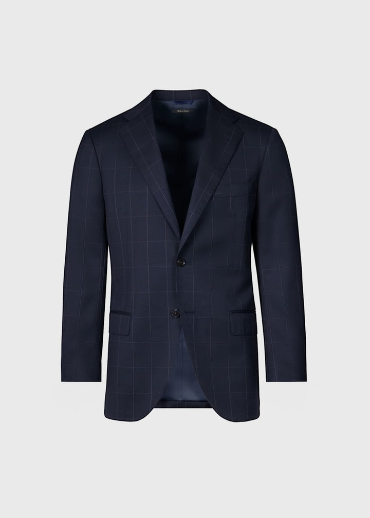 Wool Windowpane Suit - Navy