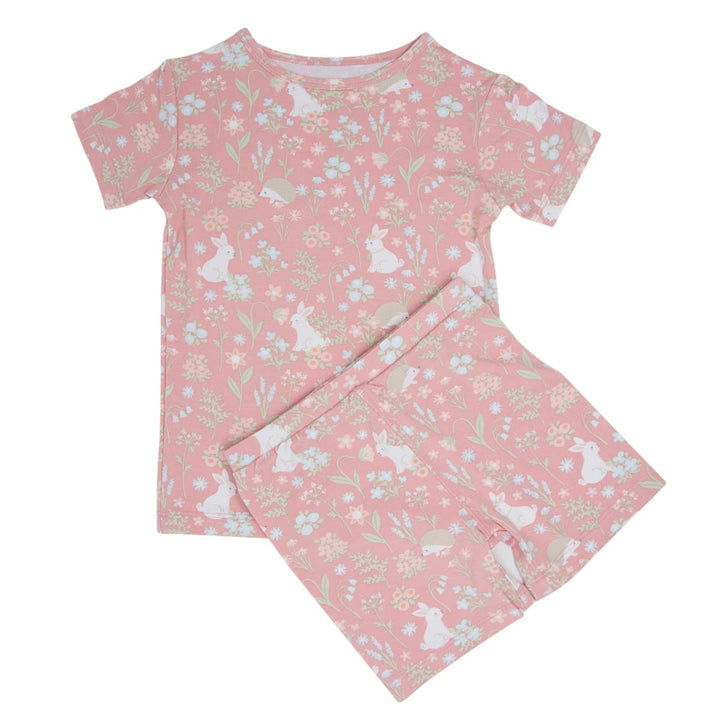 Pink Bunny Floral Summer Pajama Set - Woodland Bunny