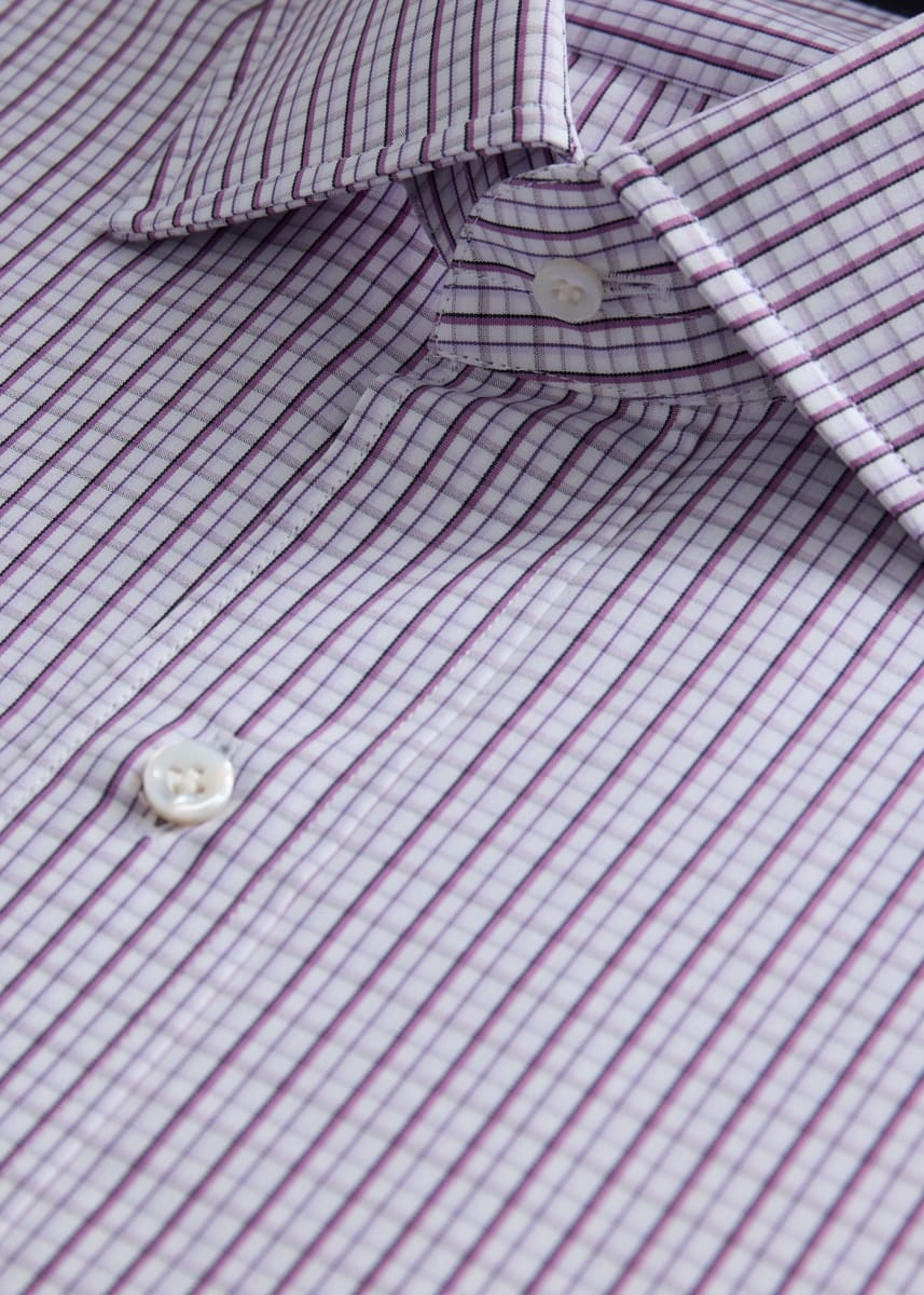 Small Check Dress Shirt - Lavender - Collared Shirt