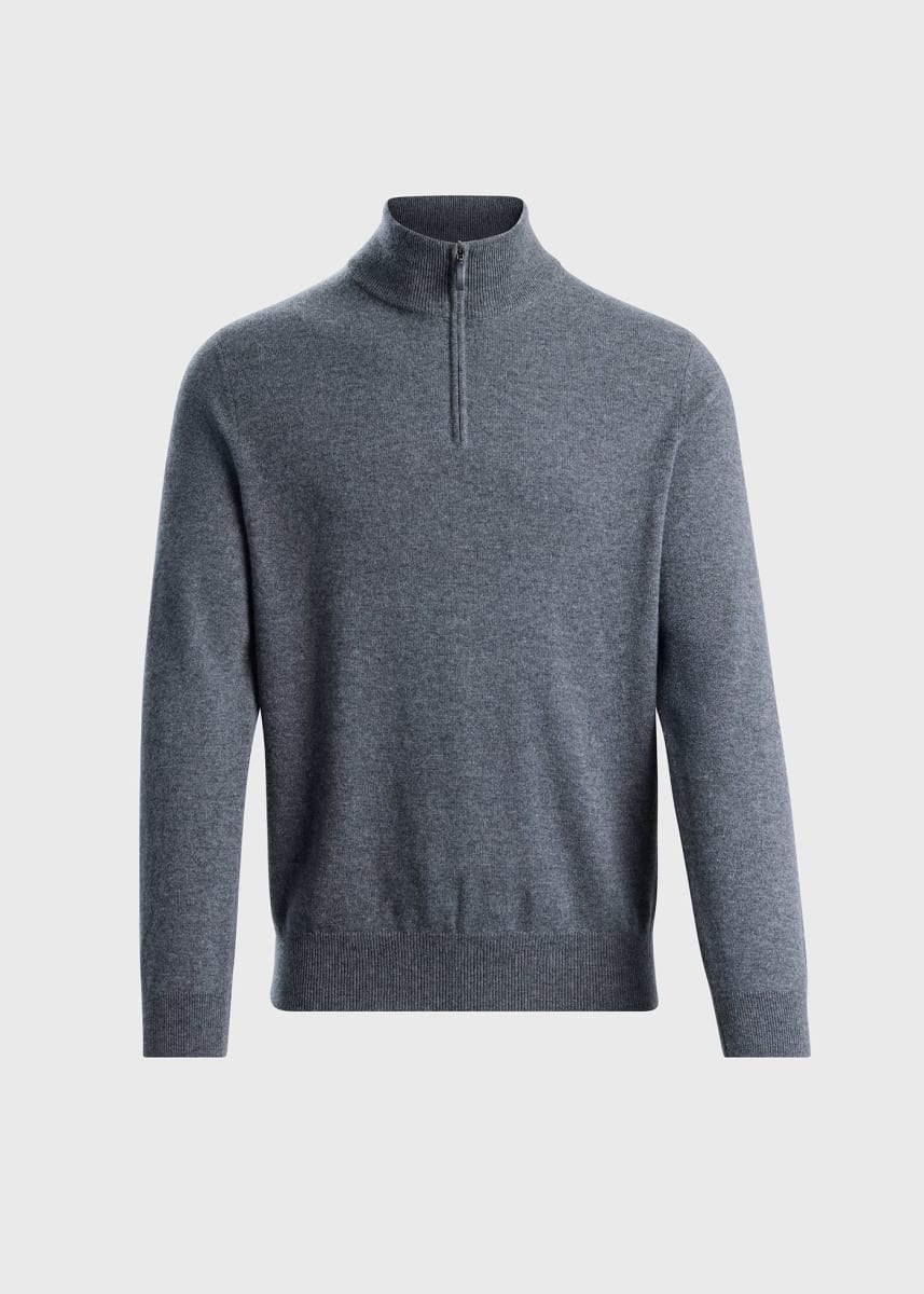 Plainweave 1/4 Zip Basic Pullover - Grey